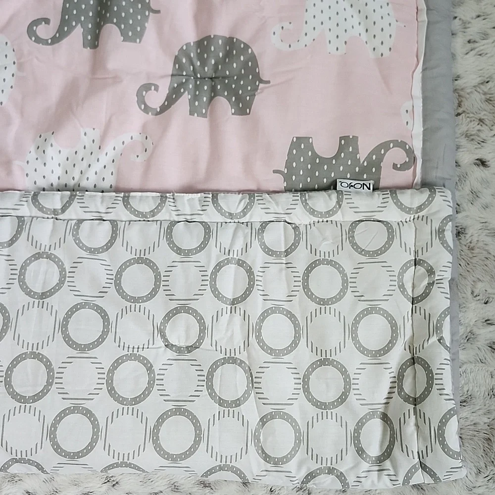 Nojo Baby Comforter Quilt Elephant Pink Gray